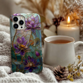 Lila Lotus-Blume-Design aus Hartglas iPhone 11Pro Max Hülle