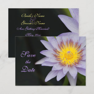 Lila Lotus-Blume Hochzeit Sichern Sie das Datum Einladung