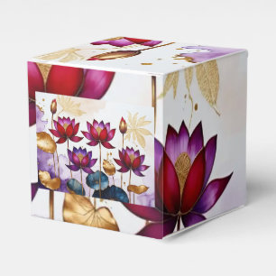 Lila Lotus-Blume mit goldenen Blätter Geschenkschachtel