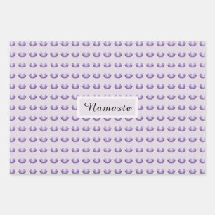 Lila Lotus-Blume-Muster Namaste Geschenkpapier Set