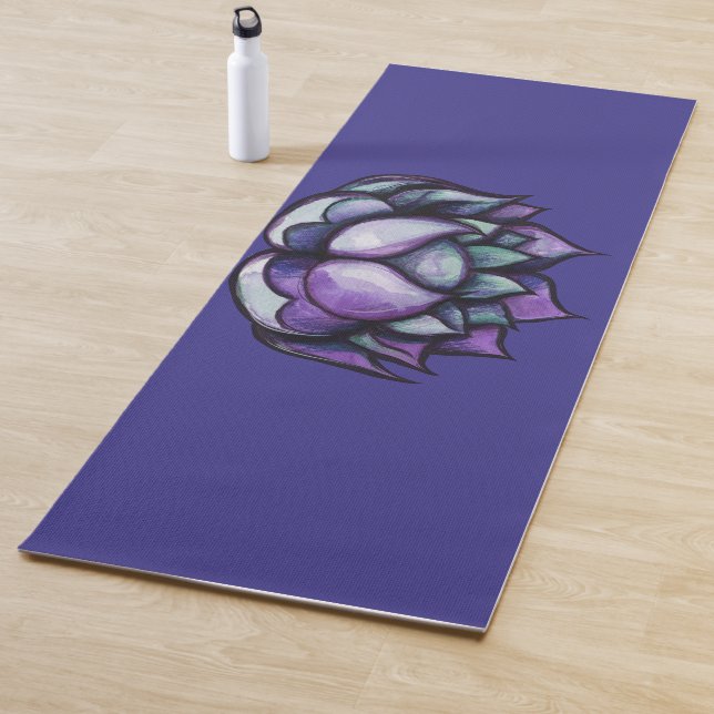 Lila Lotus Blume Wasserfarben Medizin Kunst, Dicht Yogamatte (Beispiel)