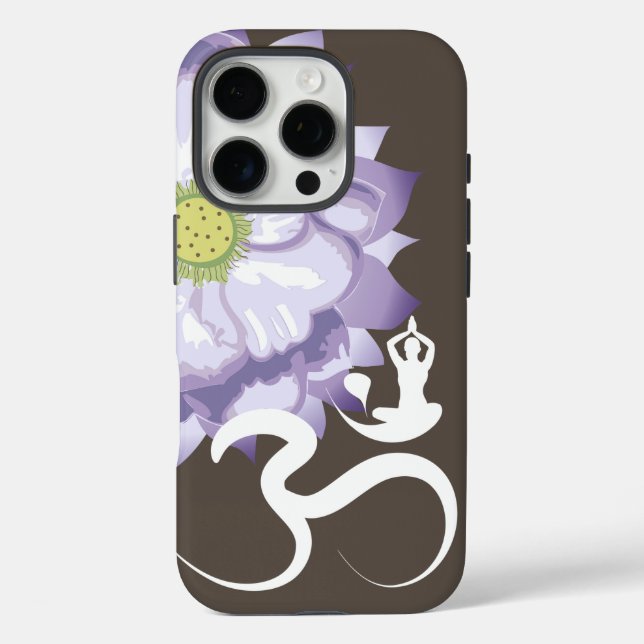 Lila Lotus Blume Yoga & Om/Om Zen Kalligraphie Case-Mate iPhone Hülle (Rückseite)