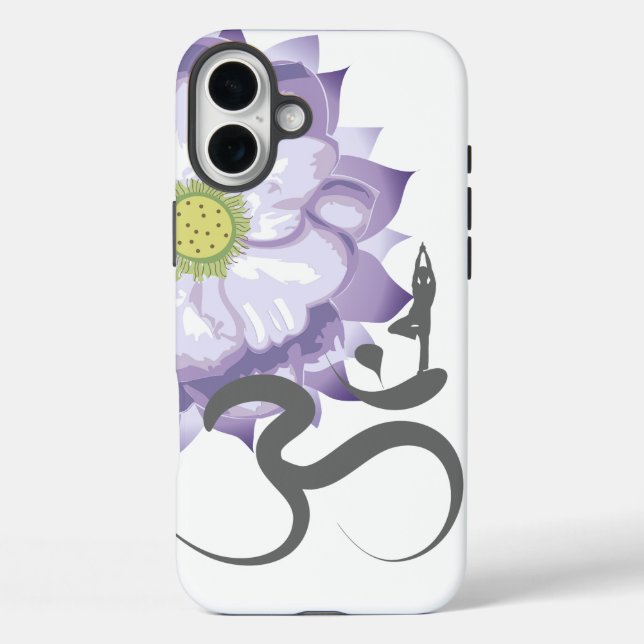 Lila Lotus Blume Yoga & Om/Om Zen Kalligraphie Case-Mate iPhone Hülle (Rückseite)