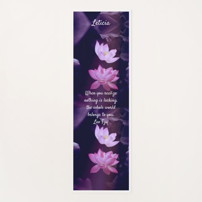 Lila Lotus-Blume Zitat Yoga Mat Yogamatte (Vorderseite)