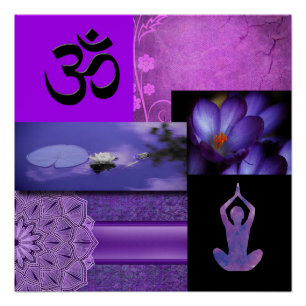 Lila Lotus & Crown Chakra Meditation Collage Poster