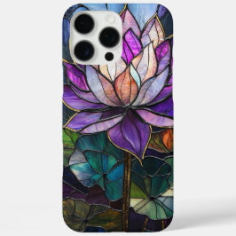 Lila Lotus-Imitat: Hartglas-Design iPhone 16 Pro Max Hülle