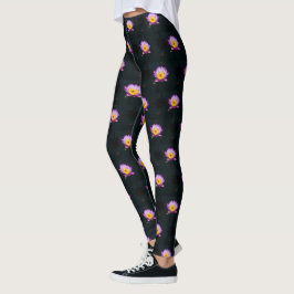 Lila Lotus-Wasserlilie Leggings