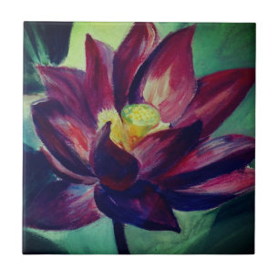 Lila Lotus Zeichnend Foto Tile Fliese
