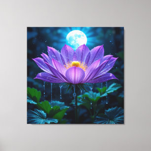 Lila Lotusblüte im Mondlicht Leinwanddruck