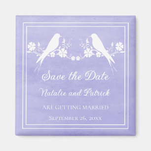 Lila Lovebird Blumen Save the Date Magnet