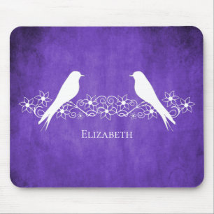 Lila Lovebirds Blumenmousepad Mousepad