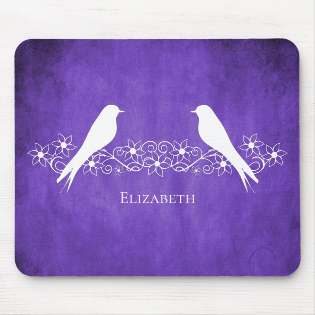 Lila Lovebirds Blumenmousepad Mousepad (Vorne)