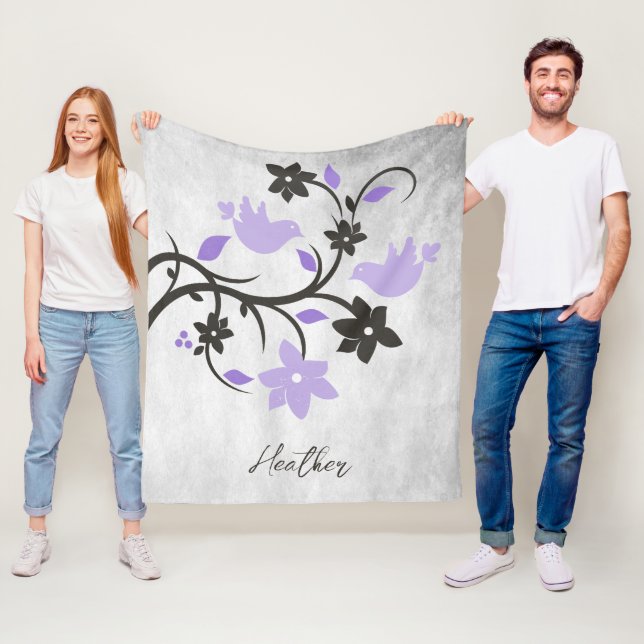 Lila Lovebirds Fleece Blanket (Beispiel)