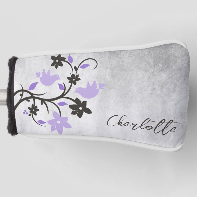 Lila Lovebirds Golf Head Cover Golf Headcover (Vorderseite)