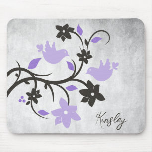 Lila Lovebirds Personalisierte Maus Pad Mousepad