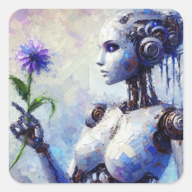 Lila Lover - Kunstsammlung der Futurist-Serie Quadratischer Aufkleber (Vorderseite)