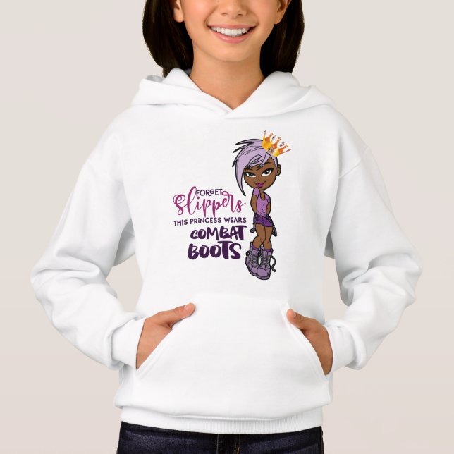 "Lila Lovin Tomboy Princess" Mädchen Hoodie (Vorderseite)