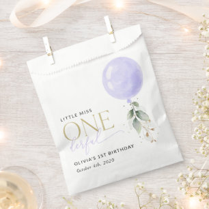 Lila Luftballon, Grünpflanzen, Laub, Erster Geburt Geschenktütchen