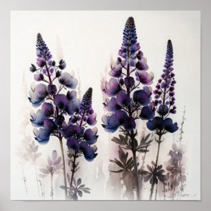 Lila Lupine Blume Art Print Poster
