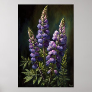 Lila Lupine Blume Art Print Poster