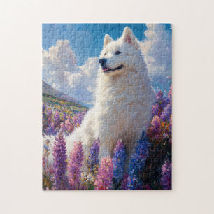 Lila Lupine-Blume von Samoyed Dog Puzzle