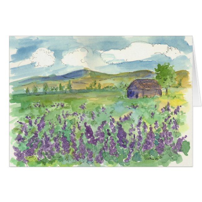 Lila Lupine Field Watercolor-Wildblumen (Vorderseite (Horizontal))