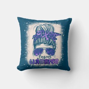 Lila Lupus Awareness Leopard Messy Bun Lupus Kissen