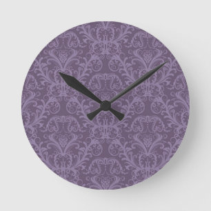 Lila Luxustapete Runde Wanduhr