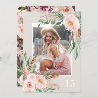 Lila, mädchenhaftes Foto Geburtstag Einladung