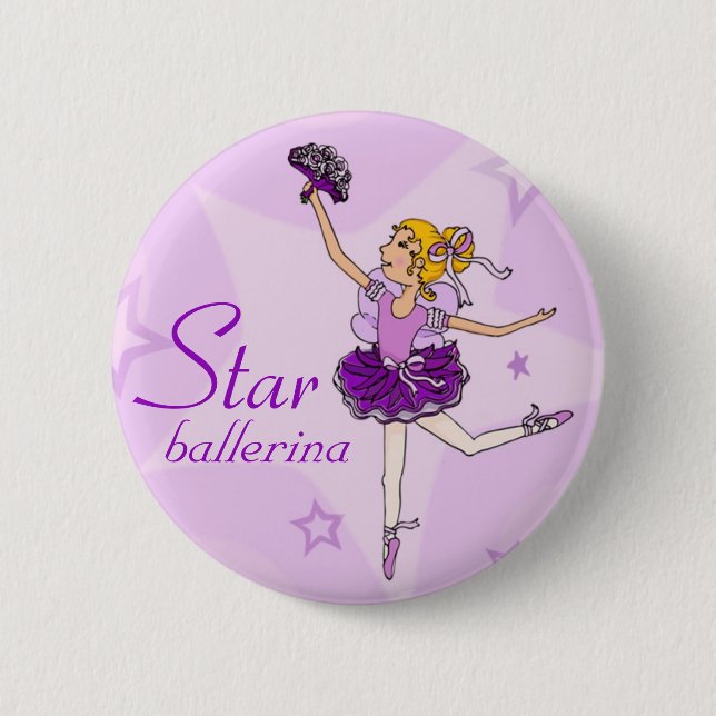 Lila Mädchenknopf der Sternballerina Button (Vorderseite)