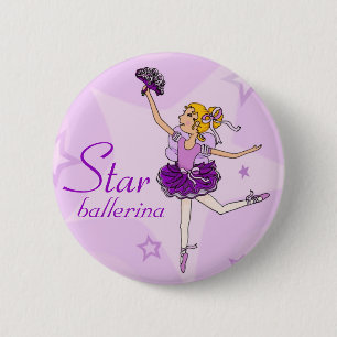 Lila Mädchenknopf der Sternballerina Button