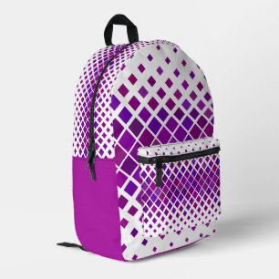 Lila Magenta Diamonds Design Back Pack Bedruckter Rucksack