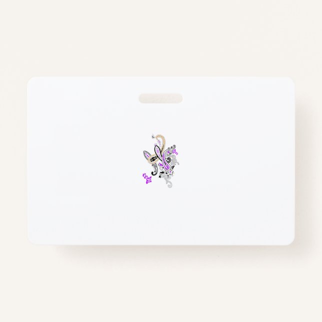 Lila-Magenta, rötlich-orange, Tealisch-blaue Mädch Ausweis (Vorderseite)