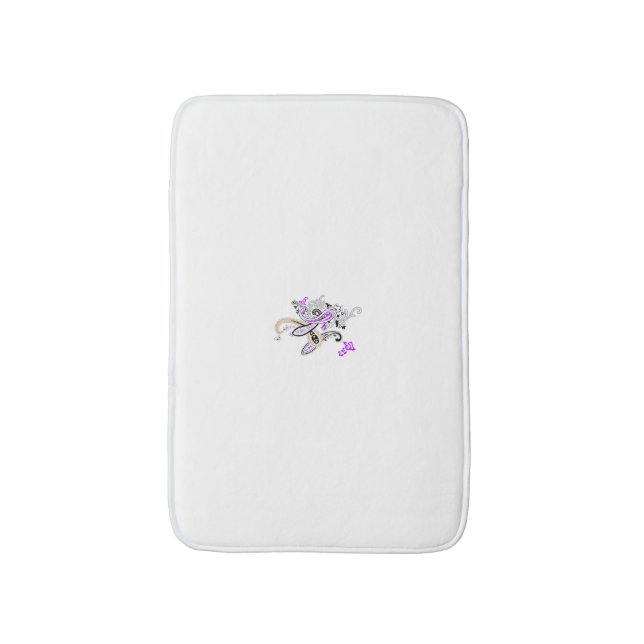 Lila-Magenta, rötlich-orange, Tealisch-blaue Mädch Badematte (Vorderseite Vertikal)