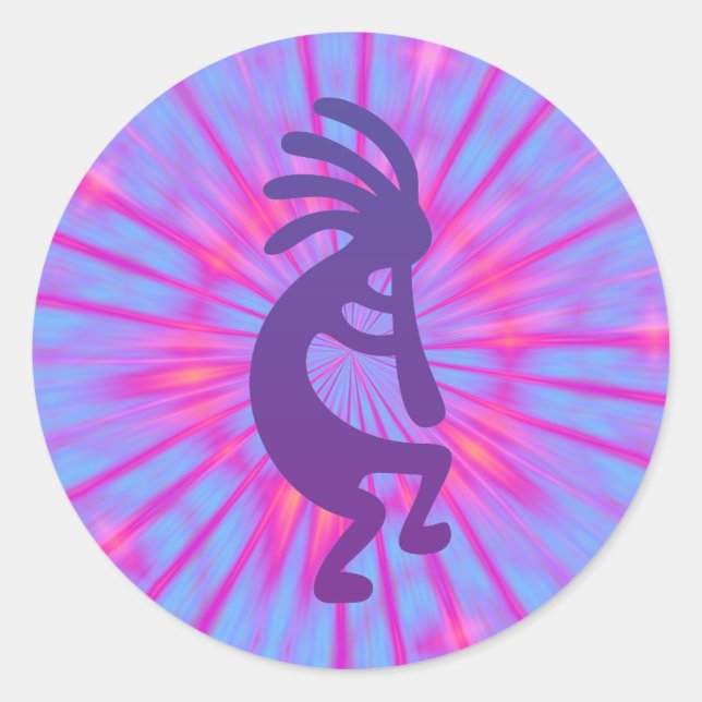 Lila Magic Kokopelli Runder Aufkleber (Vorderseite)