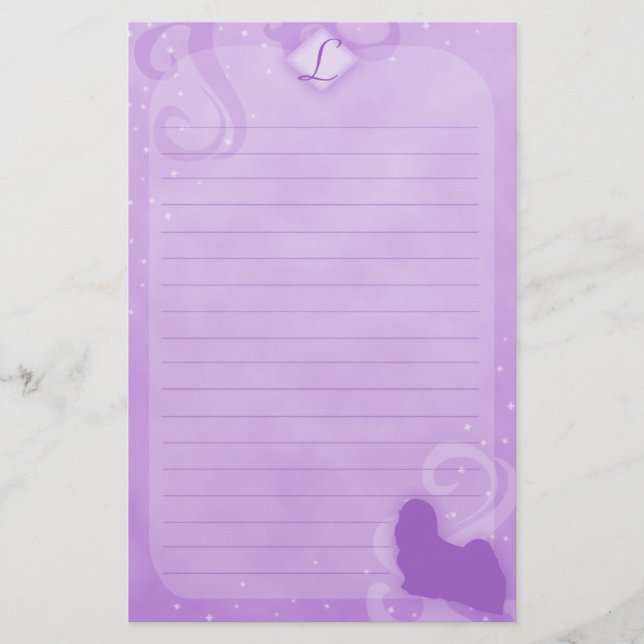 Lila Magic Lhasa Apso Stationery Briefpapier (Vorderseite)