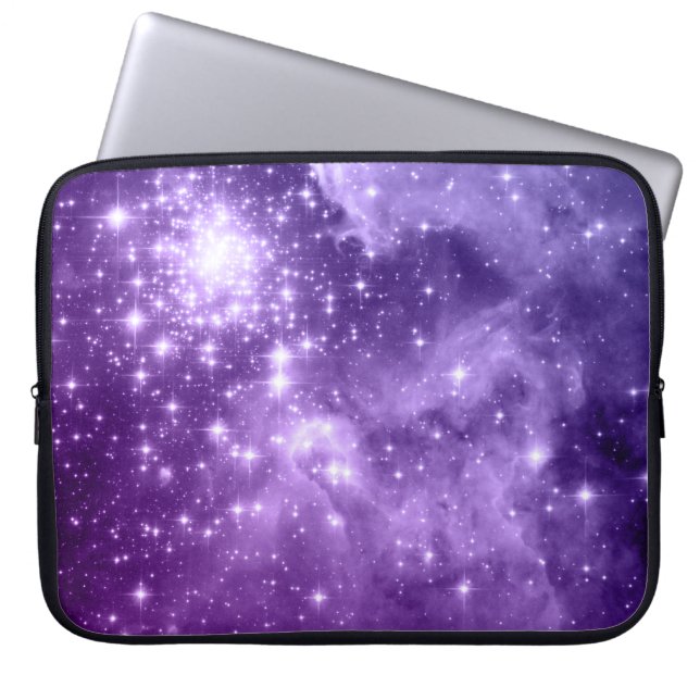 Lila Magic Stars Celestial Space Foto Laptopschutzhülle (Vorderseite)