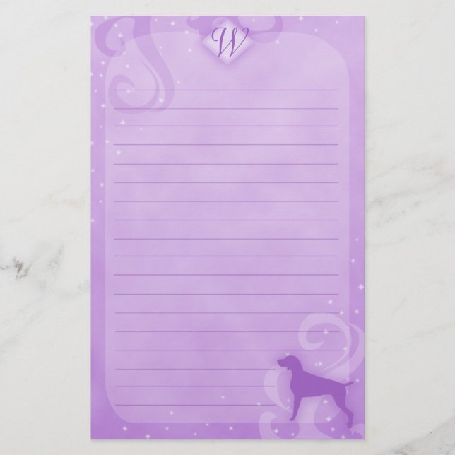 Lila Magic Weimaraner Stationery Briefpapier (Vorderseite)