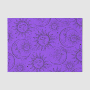 Lila Magie Vintage Himmel Sonnen Mond Sterne Seidenpapier