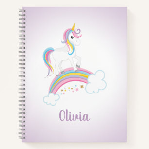 Lila Magischer Regenbogen Einhorn Personalisiert Notizbuch