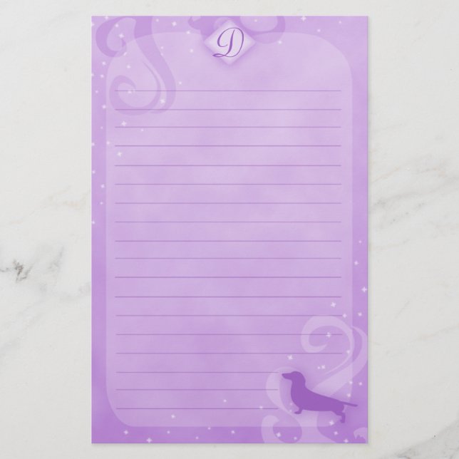 Lila magisches Dackel-Briefpapier Briefpapier (Vorderseite)