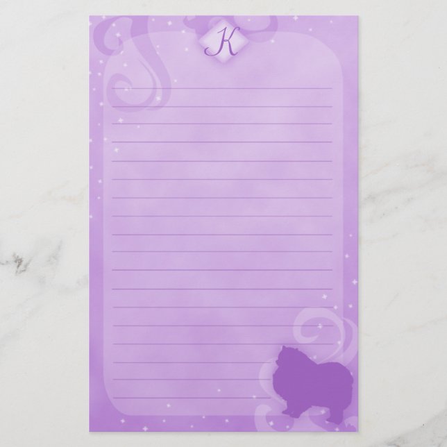 Lila magisches Keeshond-Briefpapier Briefpapier (Vorderseite)