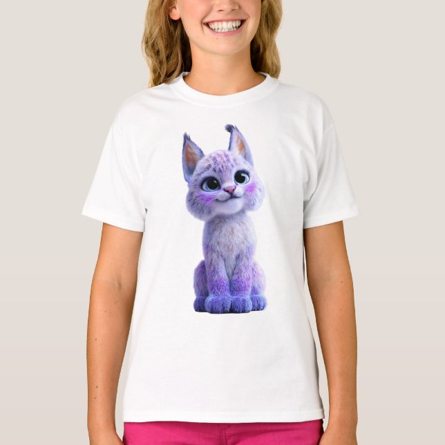 Lila Magisches Luchs-Kätzchen Kinder T-Shirt (Vorderseite)