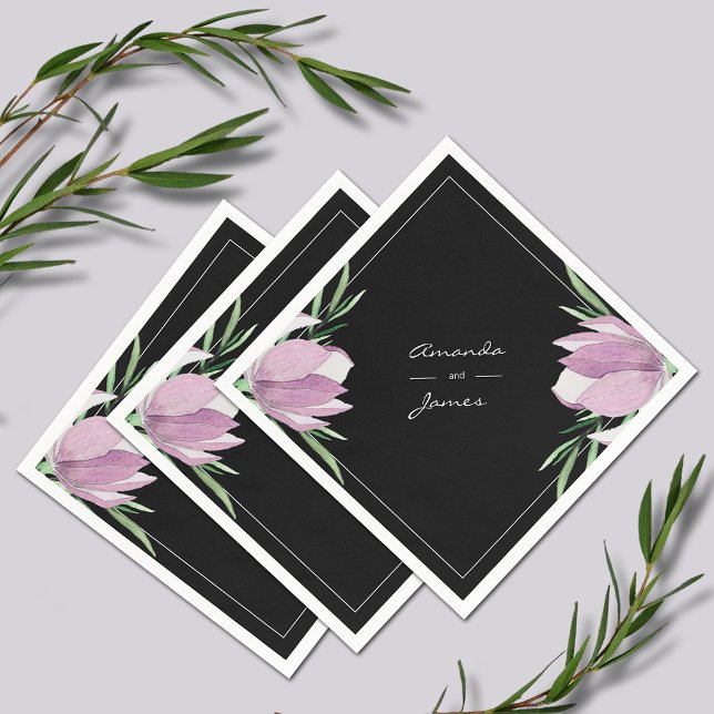Lila Magnolia Floral Botanische Wasserfarbe Serviette (Purple Magnolia Floral  Watercolor Wedding Cocktail Napkins)
