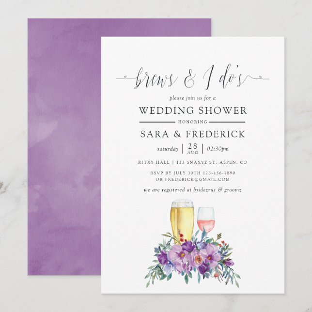 Lila Magnolien und Rose brechen, bevor ich es tue Einladung (Vorne/Hinten)