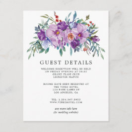 Lila Magnolien und Rose Hochzeitgästen Details Begleitkarte