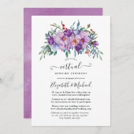 Lila Magnolien und Rose Online Virtual Wedding Einladung