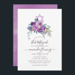 Lila Magnolien und Rose Wasserfarben Bat Mitzvah Einladung<br><div class="desc">Lila florale Fledermaus mitzvah Einladung mit eleganter Handschrift Typografie,  die auf Ihre Veranstaltungsspezifikationen zugeschnitten ist.</div>