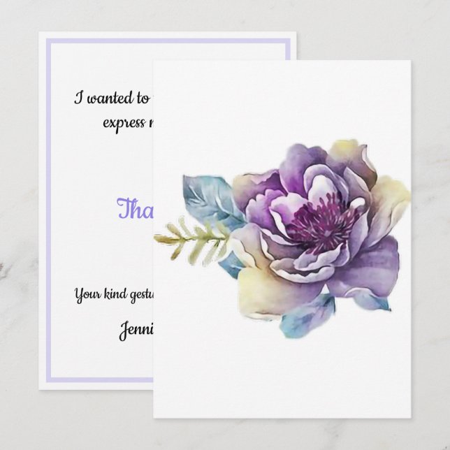 Lila Magnolien von Ihrem Schreibtisch aus als pers Dankeskarte (Vorne/Hinten)