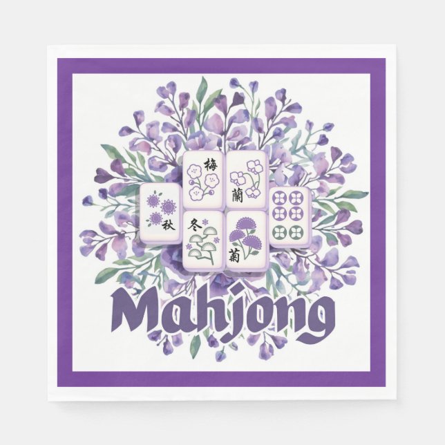Lila Mahjong-Steine Serviette (Vorderseite)